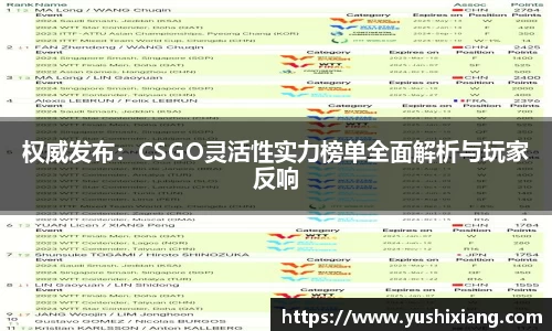 权威发布:CSGO灵活性实力榜单全面解析与玩家反响